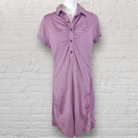 PrAna Dresses & Skirts - PrAna- Pink 1/4 Button Down Collared Short Sleeve Sporty Dress- Size M